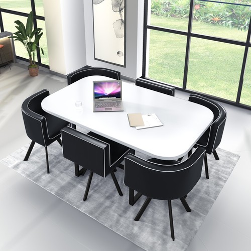 White wooden dining table - table, &