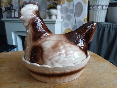 Vintage ceramic hen nest - vintage,