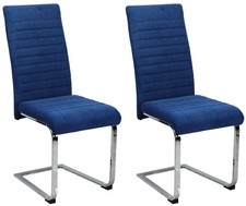 2 x Blue Velvet Dining Chairs