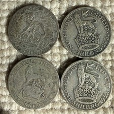 4 x George V Silver Shillings