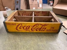Vintage - Drink COCA-COLA Wood Soda Crate - Yellow - Chattanooga Cases 1958