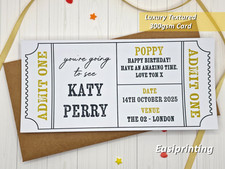 Personalised Admit One Concert Ticket, Theatre Ticket, Gift Voucher Gift Reveal