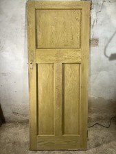 31 3/4"X 78 3/4" 1930s Internal Stripped Pitch Pine Three Panel Door 1over2