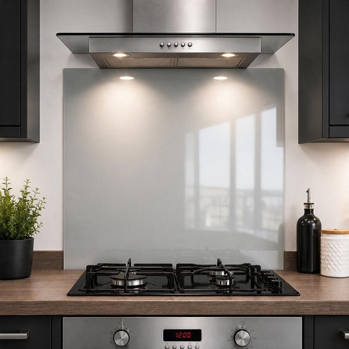 Grey glass splashback - grey,