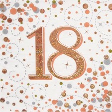 18th Birthday Party Napkins Rose Gold Fizz Paper Serviette Tableware 16 Pack