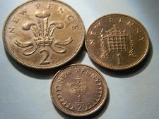 1971 2 New Pence (Fleur de Lys) - 1 New Penny - 1/2 New Penny - Elizabeth II UK