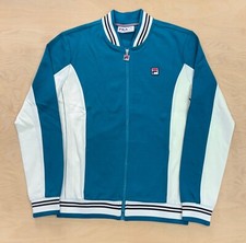 Fila Vintage Mens Settanta Baseball Track Jacket Deep Lagoon F Logo BJ Borg