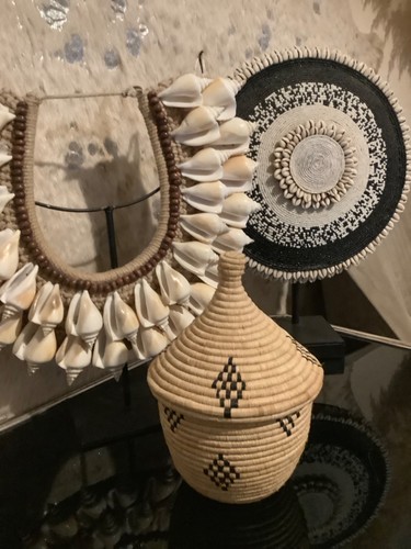 African woven basket - , with