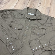 Western Welder Heavy Canvas Pearl Snap Triple Stitch Shirt Men’s Sz XL Tan