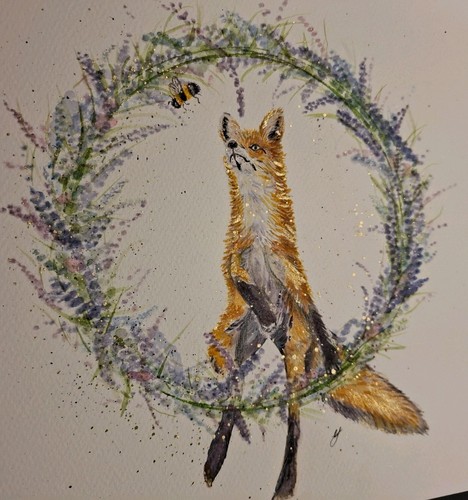 Fox bee lavender wreath - bee, in