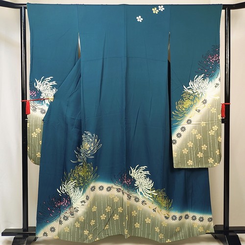 Rare deep green silk - rare, furisode
