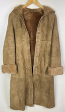 Real SHEEPSKIN SHEARLING JACKET UK Size 6 (US 2) Women`s Hooded Beige