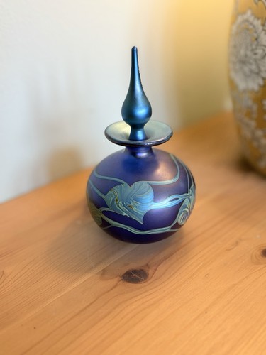 Okra blue glass - okra, bottle