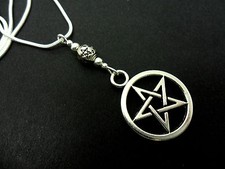  A LOVELY TIBETAN SILVER  PENTAGRAM PENTANGLE THEMED  NECKLACE. NEW.