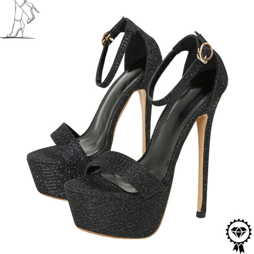 Heel sequined platform heels - platform,