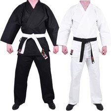 MAR Kids Karate Gi Aikido Uniform Suit White & Black Free White Belt 7.5ozFabric