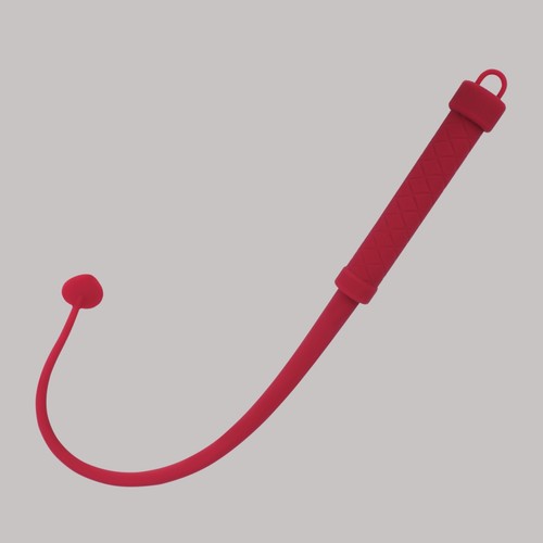 Red silicone tawse with heart - red,
