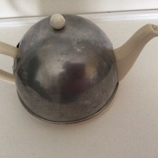 Vintage Tea Pot Porcelain With Stainless Steel Insulated Cover Preowned