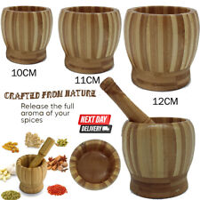 LARGE WOODEN BAMBOO PESTLE AND MORTAR SPICE HERB CRUSHER GRINDER GRINDING PASTE