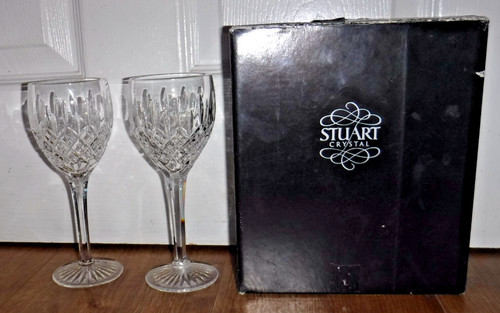 Pair signed stuart crystal s - pair, l