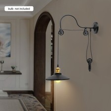 Vintage Industrial Wall Light Sconce Gooseneck Lamp Pulley Metal Wall Fixture