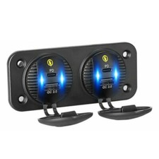 QC 3.0 PD In-Car Charger Mobile Phone Charge Socket Panel Dual Type-c USB Ports