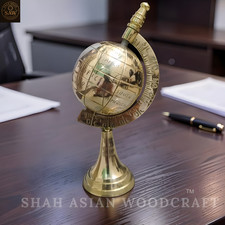 Vintage Brass World Globe 7
