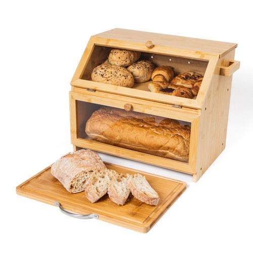 Bamboo bread bin double - bamboo,
