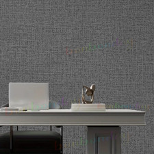Thick Charcoal Grey Wallpaper Embossed 3D Linen Effect Woven Textured Wall Paper