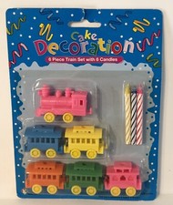 Vintage Birthday Plastic Train Cake Topper Candle Holder Cake Candles New NOS