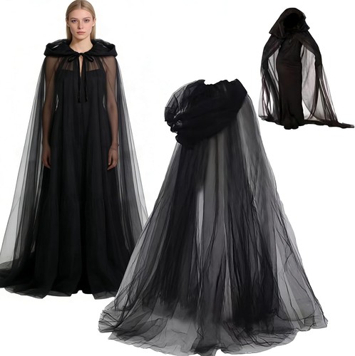 Halloween balck hooded cloak - hooded,