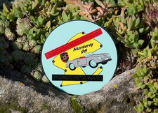 VINTAGE ENAMEL AUTOMOBILE CAR RADIATOR BADGE # PORSCHE 356 MEETING MONTEREY 1998
