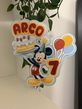 Mickey Mouse Themed Birthday Cake Topper Personalised Name And Age