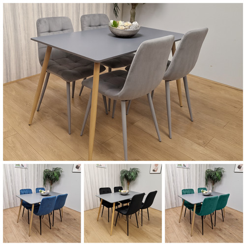 Grey wood dining table set - grey,