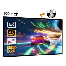 100 inch 16:9 HD Foldable Projector Screen Portable Front & Rear Projection UK