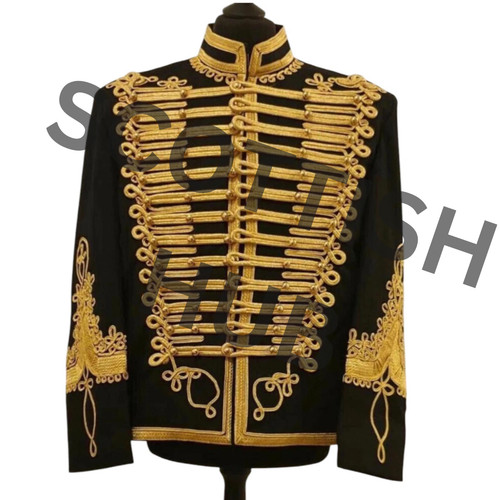 Men black military hussar - military,