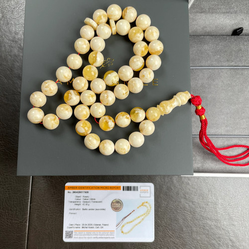 Handmade white amber misbaha - handmade,