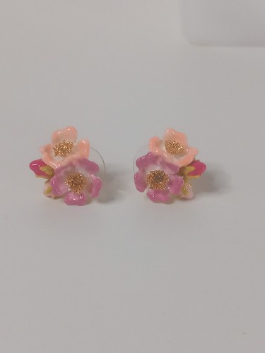 Les nereides pink flower stud - les,