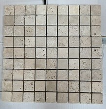 Tumbled Classic Light Travertine Mosaic Tiles 31 x 31 x10 mm