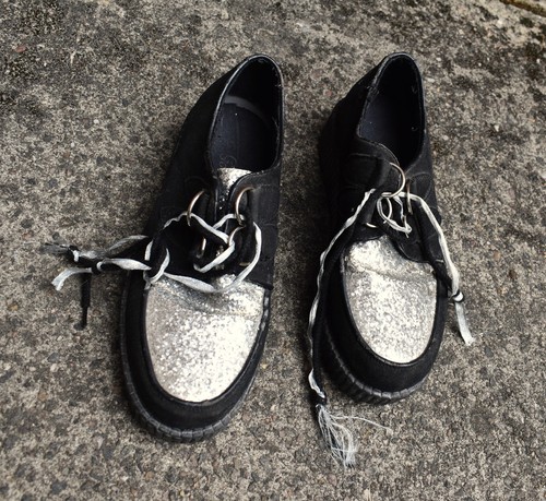 Black suede and silver - , glitter