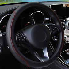 Car Steering Wheel Cover PU Leather Good Grip For 15" 38CM Accessories Black-Red