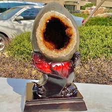 31.64LB Natural citrine mineral cave yellow dragon egg decoration+bracket