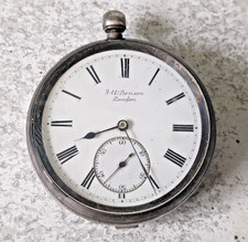 ANTIQUE J. W BENSON- THE LUDGATE  WATCH -STERLING SILVER POCKET WATCH NEEDS WORK