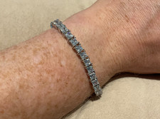 20.99 Carat Lab Created Diamond Tennis Bracelet Platinum Plated 925 6.5” Inch