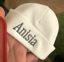 Personalised Embroidered cotton  TINY BABY /NB /0-3 / PREM hats 3 colours 