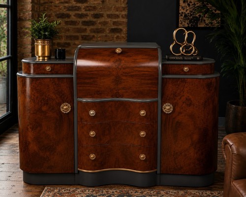 Art deco burr walnut cocktail - art,