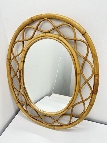 Oval rattan wall mirror boho - oval,