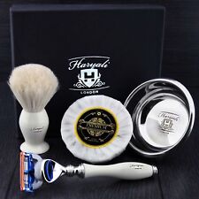5 EDGE BLADE RAZOR WITH BADGER SHAVING BRUSH,SOAP AND BOWL GIFT SET FOR MEN'S