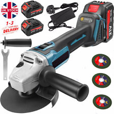 21V 125mm Brushless Cordless Angle Grinder Cutter w/ 2 Battery & Charger & Disc