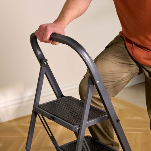 Step steel ladder grey - step,